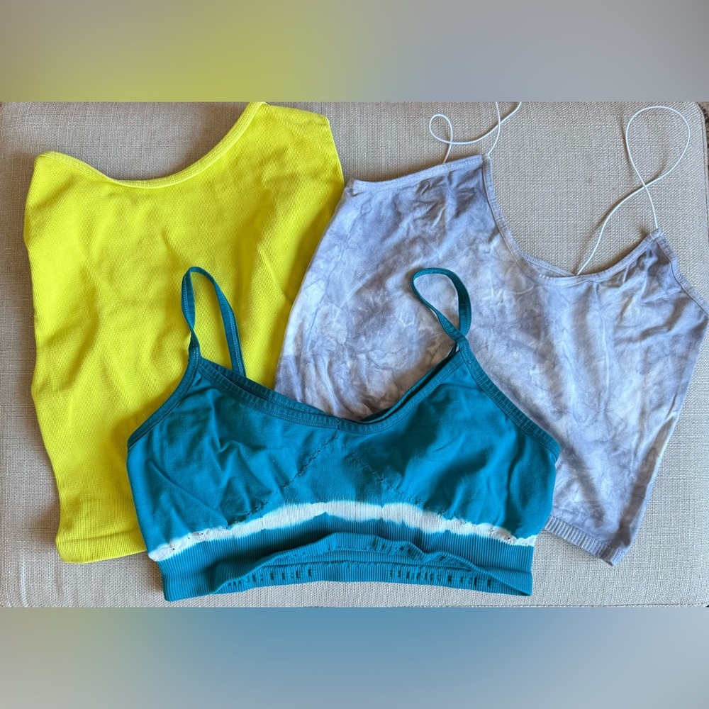 Free People Movement and Intimately Sports Bras - Yellow, Light Gray, Blue